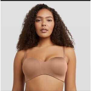 Maidenform SE0015 Wireless Strapless Bra 34D Chestnut Convertible Knit Back